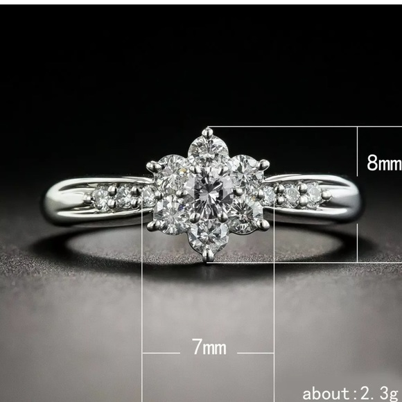 Flower Ring 925 Silver Jewelry White Sapphire - Picture 3 of 3